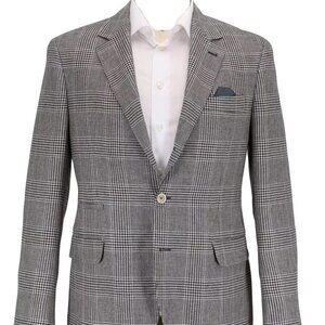 Brand New LAUREN RALPH LAUREN Classic-Fit, Silk/Wool Black Plaid Sport Coat, 44R